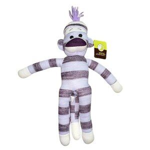 Animal Adventure Knit 18 in Sock Monkey Plush-Purple/White-NWT